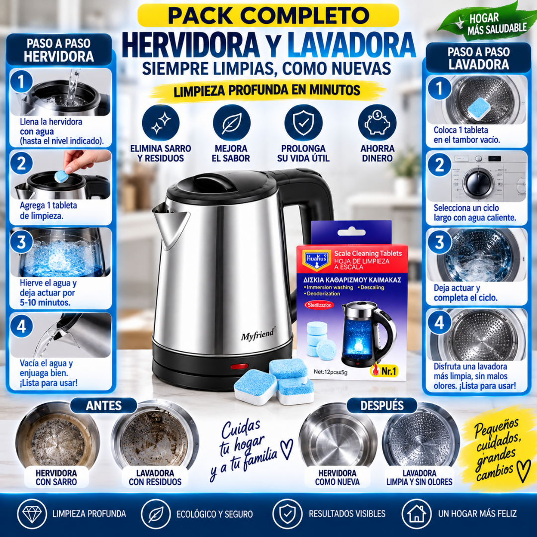 Pack Limpieza Total para Cocina y Lavadora – 24 + 36 Unidades