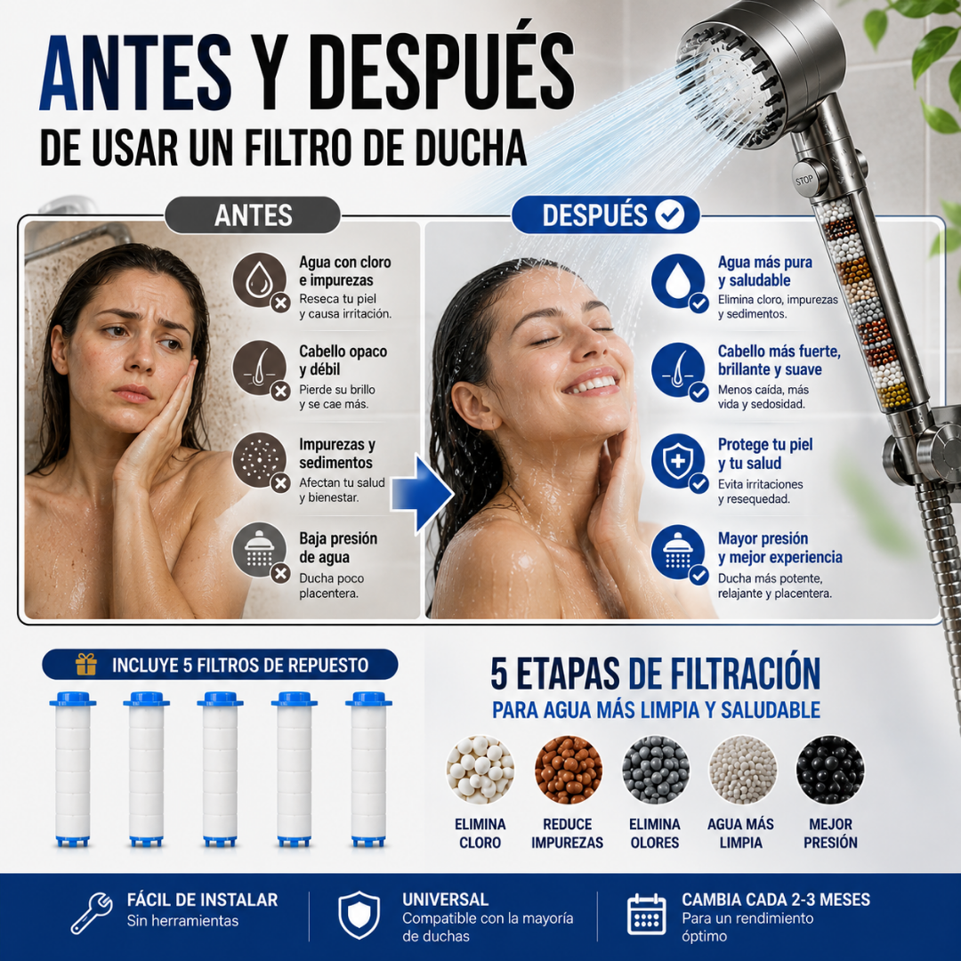Cabezal de Ducha Masajeadora +Filtros