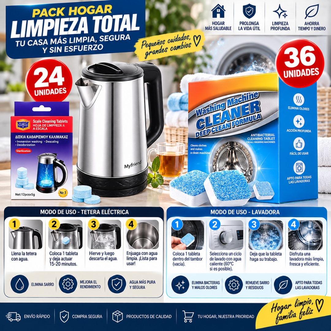 Pack Limpieza Total para Cocina y Lavadora – 24 + 36 Unidades