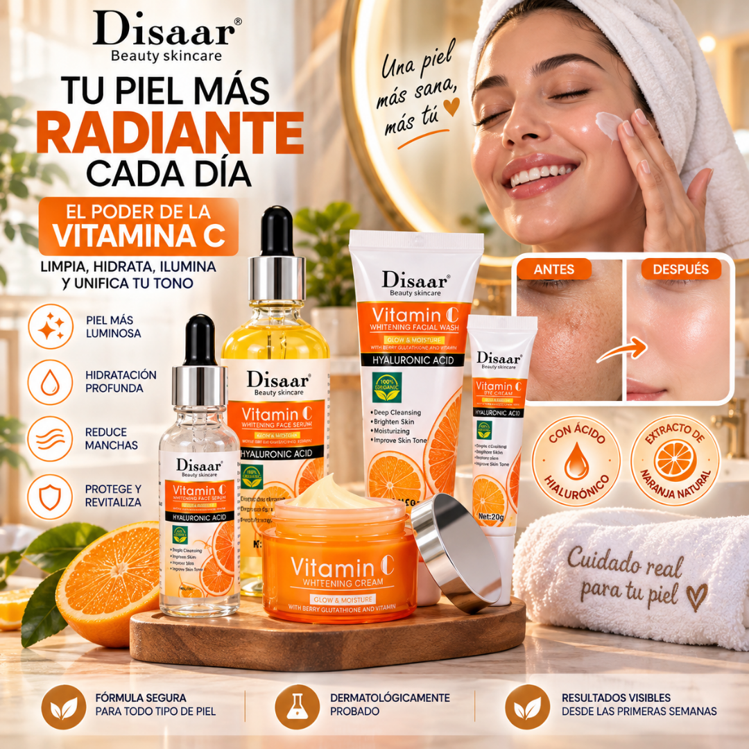Kit Facial Completo Vitamina C – 5 Productos | Hidratación y Luminosidad