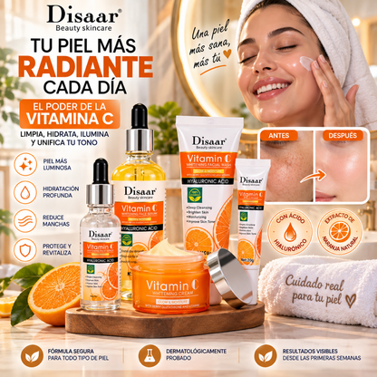 Kit Facial Completo Vitamina C – 5 Productos | Hidratación y Luminosidad