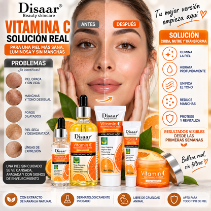 Kit Facial Completo Vitamina C – 5 Productos | Hidratación y Luminosidad