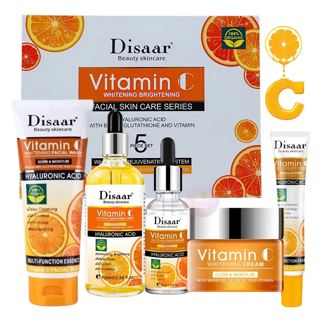 Kit Facial Completo Vitamina C – 5 Productos | Hidratación y Luminosidad