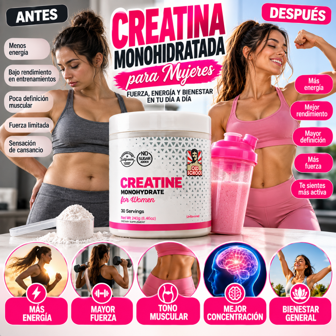 Creatina Monohidratada para Mujer – Fuerza y Rendimiento 240 g