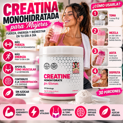 Creatina Monohidratada para Mujer – Fuerza y Rendimiento 240 g