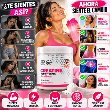 Creatina Monohidratada para Mujer – Fuerza y Rendimiento 240 g