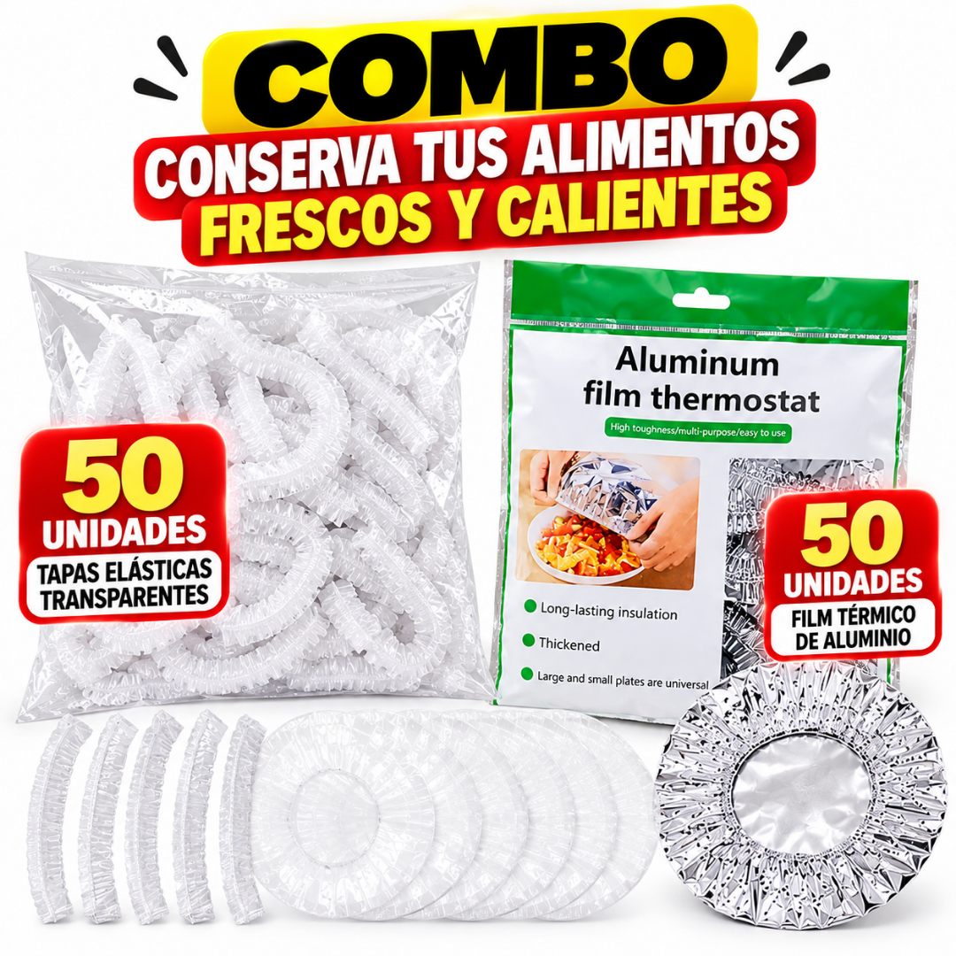 Combo Bolsas para Alimentos + Cubiertas de Aluminio – 100 Unidades