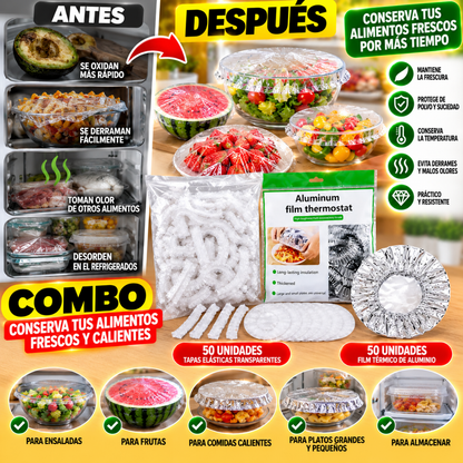 Combo Bolsas para Alimentos + Cubiertas de Aluminio – 100 Unidades