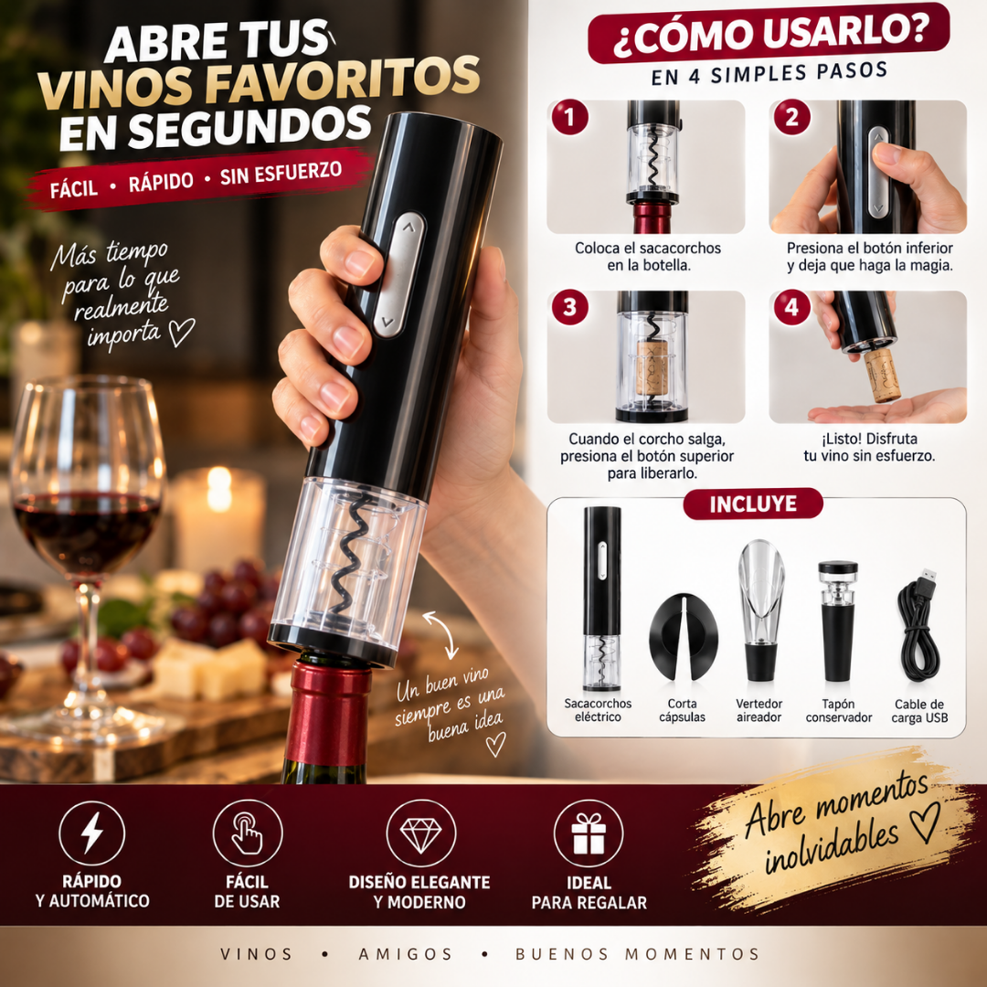 Sacacorchos Eléctrico para Vino