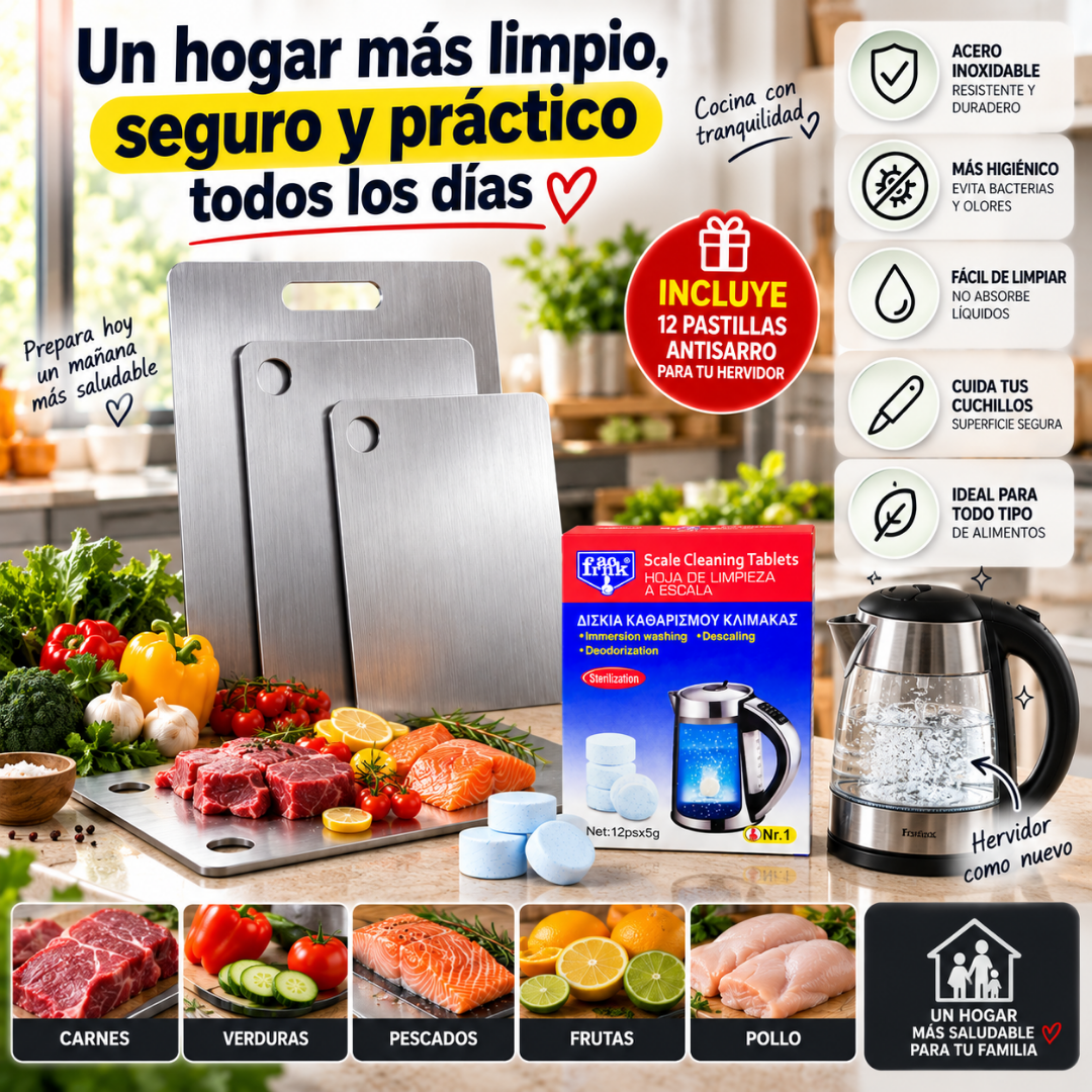 Set 3 Tablas de Acero + 12 Pastillas Antisarro de Regalo: