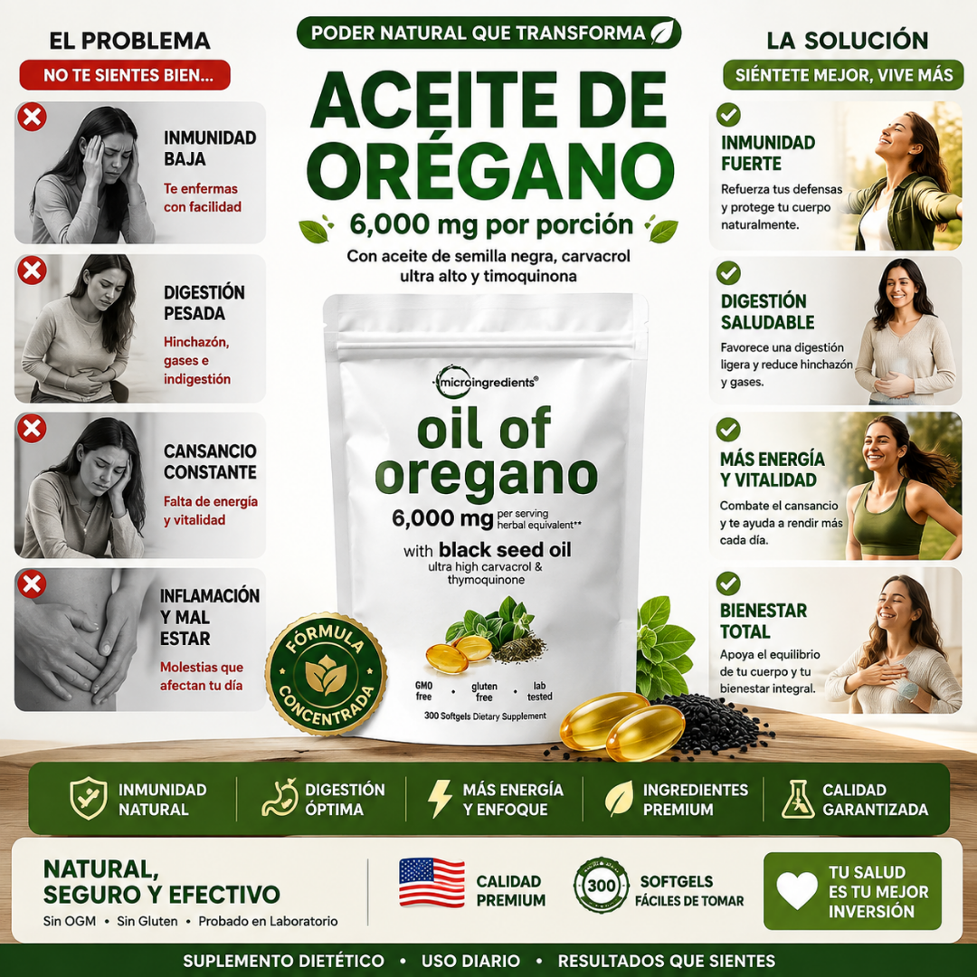Aceite de Orégano 6000 mg 60 Cap.