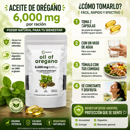 Aceite de Orégano 6000 mg 60 Cap.