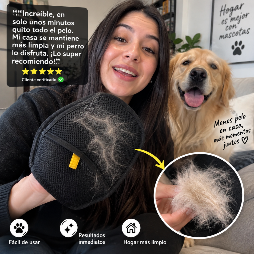 Set 2 Guantes Quita Pelos para Mascotas + Juguete de Regalo